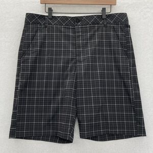 Fila‎ Sport Golf Shorts Mens 36 Black Plaid Flat Front Chino Shorts Mid Rise 10"